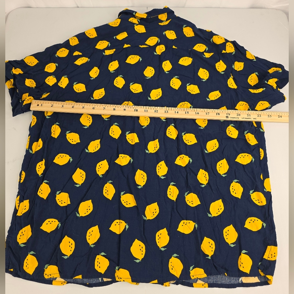Goodfellow & Co Navy Lemon Print Men's Button Down Shirt Size Large BY-2988 - Picture 5 of 8